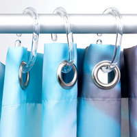 Foto-Duschvorhang, Metallösen mit transparenten Vorhangringen