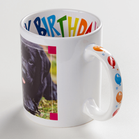 Geburtstagstasse, Innenseiten mehrsprachig Happy Birthday bunt