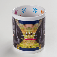 Geburtstagstasse, Innenseiten mehrsprachig Happy Birthday bunt