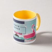 gelbeFototasse, Innenseite und Henkel gelb, außen Druck in Fotoqualität