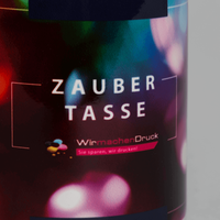 Fototasse MAGIC, Tasse schwarz, Motiv vollsichtbar, Zaubertasseneffekt, brillanter Druck, Detailansicht von vorne