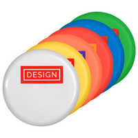 Frisbees in vielen Farben aufgereiht 