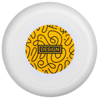 weißes Frisbee aus Kunststoff 16 cm von vorne Siebdruck