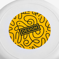 Nahaufnahme weißes Frisbee Siebdruck