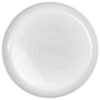 weißes Frisbee aus Kunststoff 16 cm von hinten Siebdruck