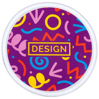 weißes Nylon Frisbee offen und buntem Digitaldruck