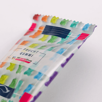Fruchtgummi, farbig bedruckt