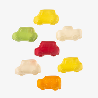 Fruchtgummi, farbig, Auto