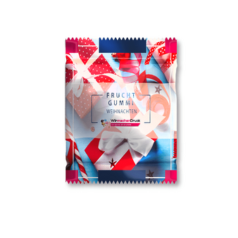 Fruchtgummi, farbig bedruckt, liegend
