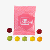 Fruchtgummi, farbig bedruckt, Zeichen