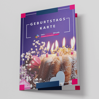 Geburtstagskarte, farbig bedruckt, Kuchen Motiv