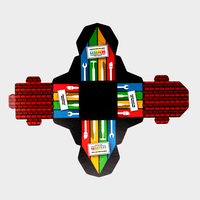 Verpackung, farbig bedruckt, ausgeklapt