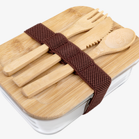 Glas-Lunchbox Draufsicht mit Besteck