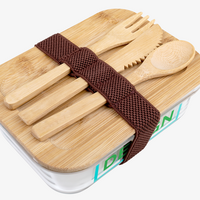 Glas-Lunchbox Draufsicht Besteck