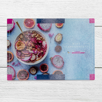 Glas Schneidebrett klein, farbig bedruckt mit Text, rechteck