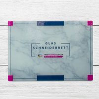 Glas Schneidebrett klein, farbig bedruckt mit Text, rechteck