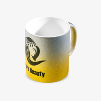 Tasse bedruckt, zweifarbig, sildber gold