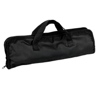 geschlossene, schwarze, länglische Tasche geschlossen unbedruckt