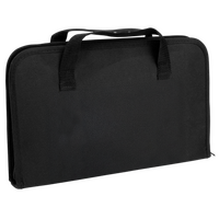 geschlossene schwarze Tasche mit Henkeln