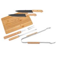 Grillbesteck unbedruckt mit Schneidebrett und Messern
