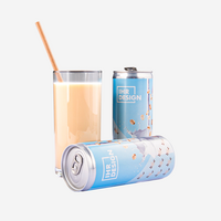 Hafer-Drink Vanille Dose, bedruckt, Glas und Dose liegend