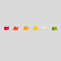 Fruchtgummi, farbig bedruckt, liegend
