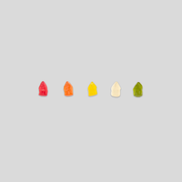 Fruchtgummi, farbig bedruckt, liegend