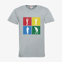 Herren-T-Shirt FOTL, Basic V-Neck - Motiv Golf Quadrat