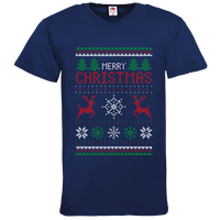 Herren-T-Shirt FOTL, Basic V-Neck - Motiv Weihnachtsstrickpulli