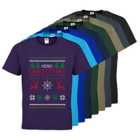 Herren-T-Shirt FOTL, Basic Rundhals - Motiv Weihnachtsstrickpulli, Farbauswahl