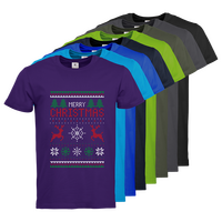 Herren-T-Shirt B&C, Premium - Motiv Weihnachtsstrickpulli, Farbauswahl