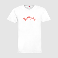 Herren-T-Shirt FOTL, Basic V-Neck - Motiv American Football EKG-Linie