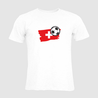 Herren-T-Shirt Russell, Organic - Motiv Fußball Schweiz