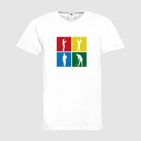 Herren-T-Shirt FOTL, Basic V-Neck - Motiv Golf Quadrat