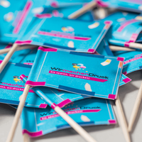 Holzpicker, farbig bedruckt, holz stiehl