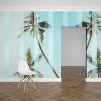 Fototapete, farbig bedruckt, ausgerollt, Palmen Motiv