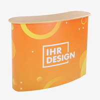 Messetheke, farbig bedruckt, ausfgestellt