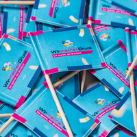 Holzpicker, farbig bedruckt, holz stiehl