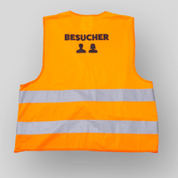 Hochwertige Polyester-Warnweste, 1-farbig, einseitig RÜCKEN bedruckt, neonorange, Rückseite