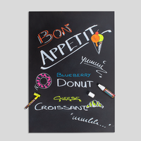 Tafelfolie, rechteckig, schwarz, bemalt mit Text