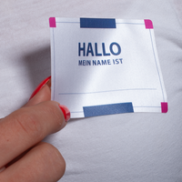 Textiletiketten, farbig bedruckt
