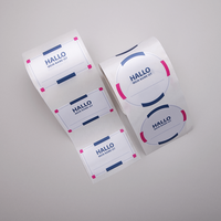 Textiletiketten, farbig bedruckt, liegend, Rechteck und Kreis