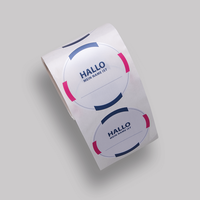 Textiletiketten, farbig bedruckt, liegend, rund