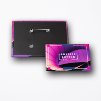 Ansteckbutton, farbig bedruckt, liegend, Rückseite mit Anstecknadel