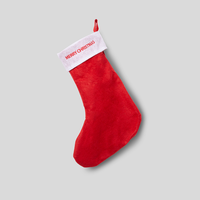 Weihnachtsstrumpf, farbig bestickt, rot