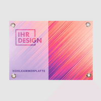 Hohlkammerplatte, farbig bedruckt, Motiv mit Oesen