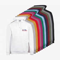 Hoodie, farbig bedruckt, Vorderseite, verschiedene Farben
