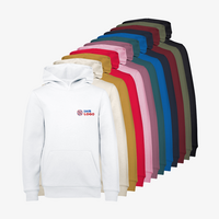 Hoodie, farbig bedruckt, Vorderseite, verschiedene Farben