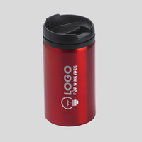 Isolierbecher Edelstahl mit PP-Deckel, rot, Lasergravur
