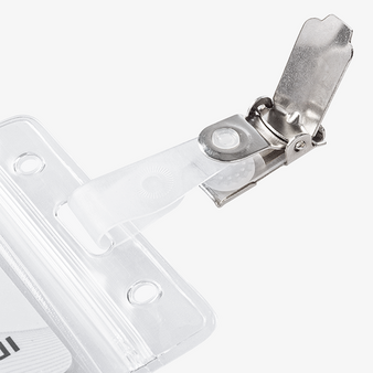 Kartenclip mit Hülle im Hochformat (68 x 115 mm) unbedruckt, Clip geöffnet